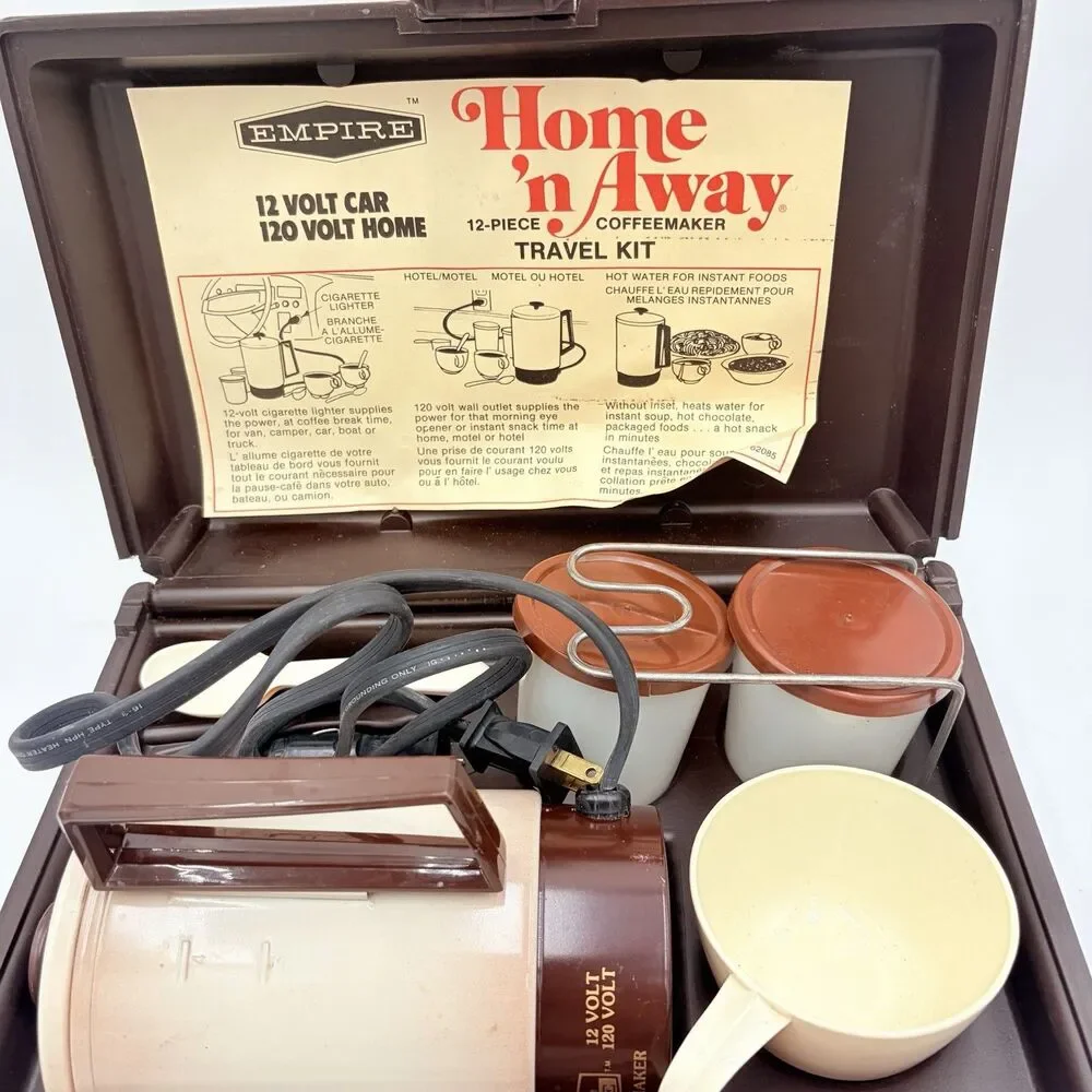 EMPIRE Home ’n Away 12V 120V COFFEEMAKER Travel Kit Case Tested Works
